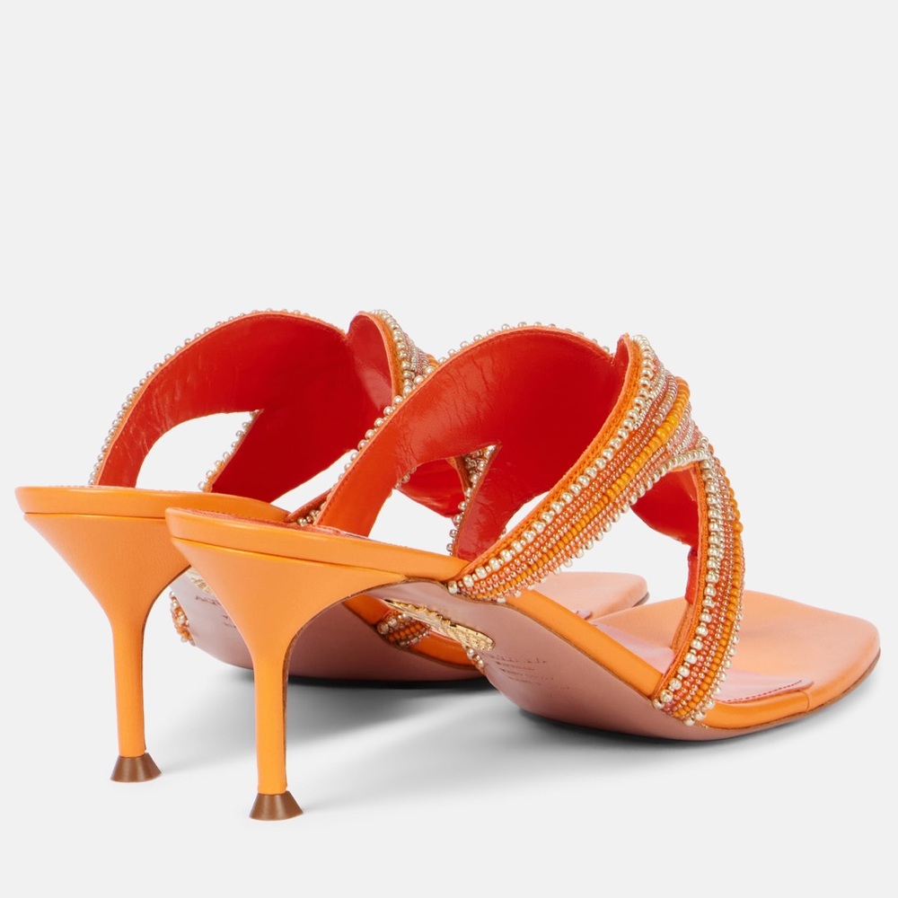 New AQUAZZURA Reef Star beaded leather thong sandals 40 - Picture 5 of 12